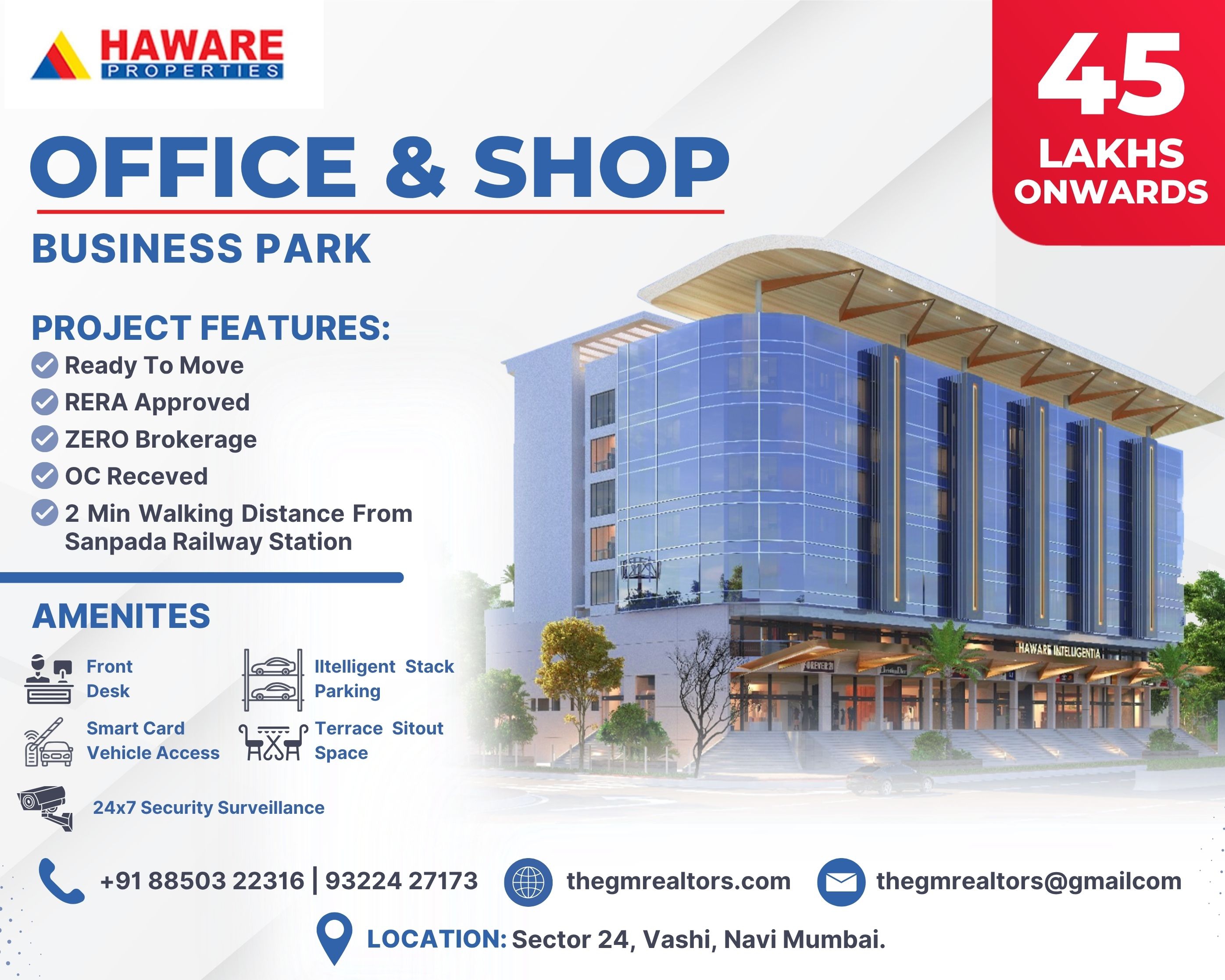 Prime Commercial Office & Shop for Sale and Rent in Vashi