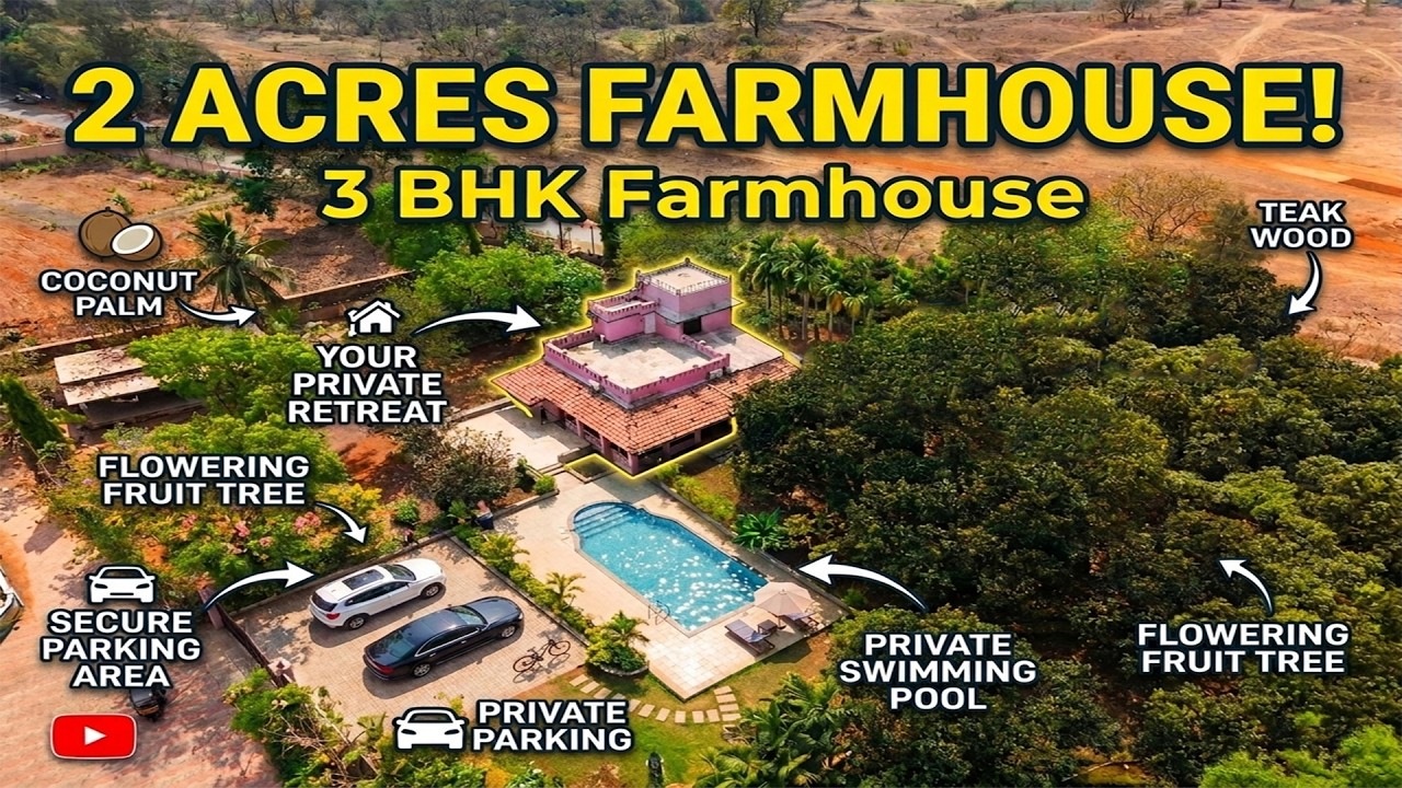 2 Acre Luxury Farmhouse in Karjat | 3BHK + Pool + Lawn | Near Highway